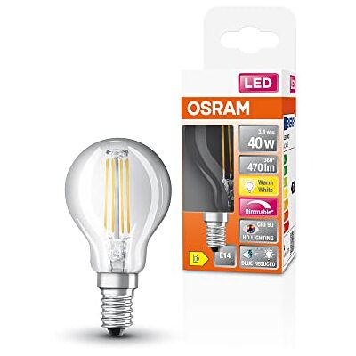 LEDVANCE OSRAM Superstar dimbare ledlamp met bijzonder hoge kleurweergave (CRI90), E14-basis, filament-look, warmwit (2700 K), 470 lumen, vervanging van 40 W, gloeilampen, 1 verpakking LEDVANCE OSRAM Superstar dimbare ledlamp met bijzonder hoge kleurweergave (CRI90), E14-basis, filament-look, warmwit (2700 K), 470 lumen, vervanging van 40 W, gloeilampen, 1 verpakking