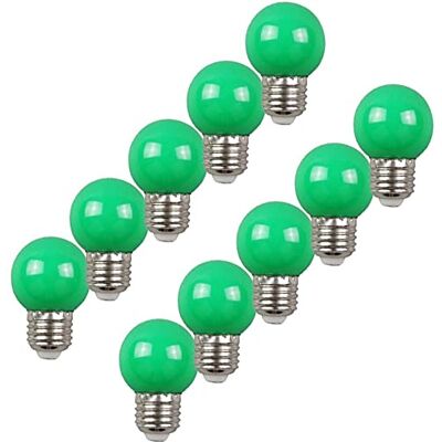 Aiwerttes Set van 10 gekleurde gloeilampen, 2 W, E27, G45, ledlampen, AC220 V, niet dimbaar, groen, voor decoratie, Halloween, Kerstmis Aiwerttes Set van 10 gekleurde gloeilampen, 2 W, E27, G45, ledlampen, AC220 V, niet dimbaar, groen, voor decoratie, Halloween, Kerstmis