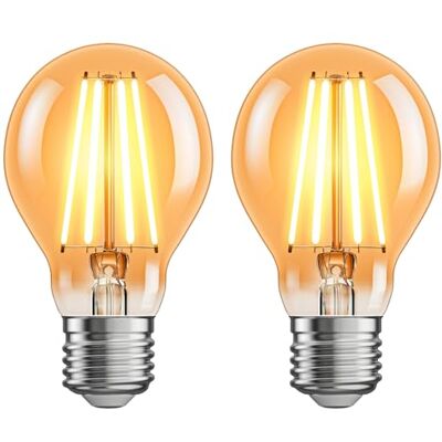 ledscom.de 2 x E27 ledlampen, A60, extra warm wit (2400 K), 7 W, 778 lm, 3-traps dimmer, goud ledscom.de 2 x E27 ledlampen, A60, extra warm wit (2400 K), 7 W, 778 lm, 3-traps dimmer, goud