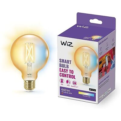 WiZ Globe Warm- tot Koelwit Licht Slimme LED Verlichting E27 fitting 50W Goud Wifi Kleine kom: G95 WiZ Globe Warm- tot Koelwit Licht Slimme LED Verlichting E27 fitting 50W Goud Wifi Kleine kom: G95