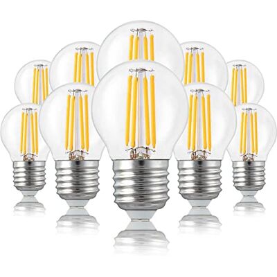 Hellum 10 stuks E27 ledlampen warm wit 4,5 W vervangt 40 W Ledlamp, 470 lumen, 2700 Kelvin, E27 vintage ledlamp, gloeilamp, mini-globe, led-filament voor binnen en Hellum 10 stuks E27 ledlampen warm wit 4,5 W vervangt 40 W Ledlamp, 470 lumen, 2700 Kelvin, E27 vintage ledlamp, gloeilamp, mini-globe, led-filament voor binnen en