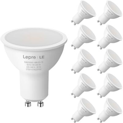 Lepro Ledlampen, GU10, 5 W, 450 lumen, ledlichtbronnen, warmwit 2700K, stralingshoek 100°, reflectorlampjes, 10 stuks Lepro Ledlampen, GU10, 5 W, 450 lumen, ledlichtbronnen, warmwit 2700K, stralingshoek 100°, reflectorlampjes, 10 stuks