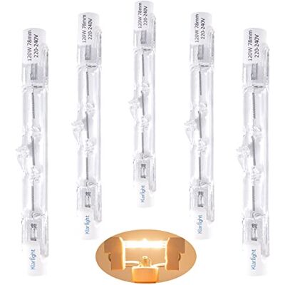 Klarlight 5 x Eco halogeenlampen R7s 78 mm 120 W 230 V halogeenlamp warm wit 2800 K 1885 lm dimbaar lamp lineaire schijnwerper met dubbele uiteinden type J voor werk veiligheid landschap staande lampen Klarlight 5 x Eco halogeenlampen R7s 78 mm 120 W 230 V halogeenlamp warm wit 2800 K 1885 lm dimbaar lamp lineaire schijnwerper met dubbele uiteinden type J voor werk veiligheid landschap staande lampen