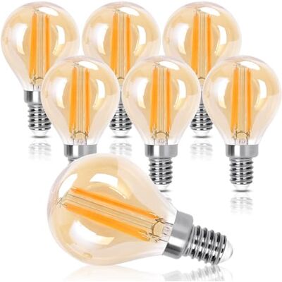 Aigostar Ledlamp, E14, warm wit, 2200 K, 660 lm, 6 W (komt overeen met 51 W), retro Edison led-lamp, G45, 6 stuks Aigostar Ledlamp, E14, warm wit, 2200 K, 660 lm, 6 W (komt overeen met 51 W), retro Edison led-lamp, G45, 6 stuks