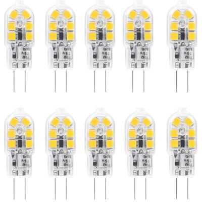 WULUN G4 ledlampen, 2 W, AC 220-240 V, koud wit 6000 K, komt overeen met 20 W halogeenlampen, stralingshoek 360 graden, 200 lm, niet dimbaar, 10 stuks WULUN G4 ledlampen, 2 W, AC 220-240 V, koud wit 6000 K, komt overeen met 20 W halogeenlampen, stralingshoek 360 graden, 200 lm, niet dimbaar, 10 stuks