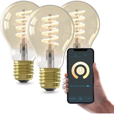 CALEX Set van 3 gloeilampen, bolvormig filament A60 E27 CCT WiFi, 7 W, Alexa/Google/Siri, warm wit 1800-2700 K, dimbaar, scenario's, zonder brug, wifi 2,4 GHz CALEX Set van 3 gloeilampen, bolvormig filament A60 E27 CCT WiFi, 7 W, Alexa/Google/Siri, warm wit 1800-2700 K, dimbaar, scenario's, zonder brug, wifi 2,4 GHz