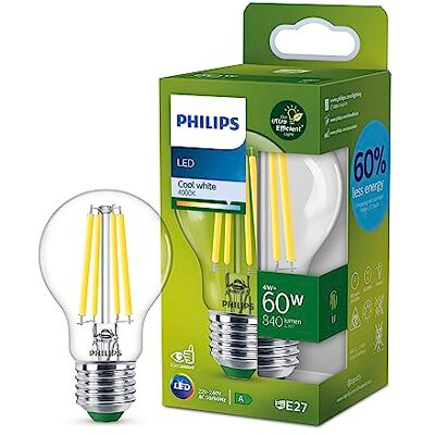 Philips Ultra Efficient LED lamp transparant 60 W E27 koelwit Philips Ultra Efficient LED lamp transparant 60 W E27 koelwit