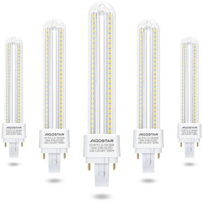 Aigostar 5 stuks PLC 2U LED-lampen van 15 W. Koel wit licht 6500 K, 1610 lumen. G24d-3 Aigostar 5 stuks PLC 2U LED-lampen van 15 W. Koel wit licht 6500 K, 1610 lumen. G24d-3