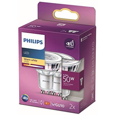 Philips Klassieke GU10 LED-lamp reflectorlamp 355 lumen komt overeen met 50W warmwit (2700K) Philips Klassieke GU10 LED-lamp reflectorlamp 355 lumen komt overeen met 50W warmwit (2700K)