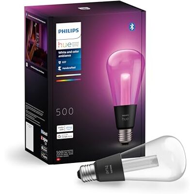 Philips Lightguide slimme lamp, Edison-vorm, ST70, wit en gekleurd licht, Bluetooth-compatibel, stembediening met Alexa, Apple Home en Google Assistant Philips Lightguide slimme lamp, Edison-vorm, ST70, wit en gekleurd licht, Bluetooth-compatibel, stembediening met Alexa, Apple Home en Google Assistant