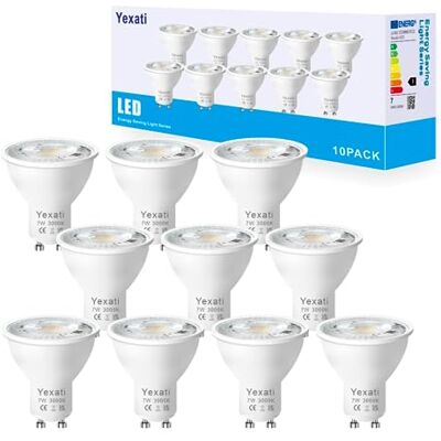 Yexati Ledlamp Gu10,7 W (komt overeen met 50 W), flikkervrij, 550 lumen, warm wit 3000 K, niet dimbaar, AC 220-240 V, stralingshoek 120 graden, 10 stuks Yexati Ledlamp Gu10,7 W (komt overeen met 50 W), flikkervrij, 550 lumen, warm wit 3000 K, niet dimbaar, AC 220-240 V, stralingshoek 120 graden, 10 stuks