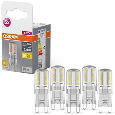 OSRAM Lamps LED Star PIN, G9-basis, helder glas, warmwit (2700 K), 320 lumen, vervanging voor traditionele 30 W-lampen, 5 stuks OSRAM Lamps LED Star PIN, G9-basis, helder glas, warmwit (2700 K), 320 lumen, vervanging voor traditionele 30 W-lampen, 5 stuks