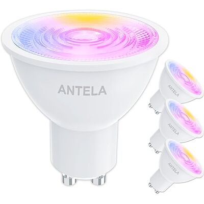 ANTELA WLAN-lamp Gu10, 4,5 W, 326 lm, RGB, warm/koud wit, 2700 K-6500 K, compatibel met Alexa/Google Home, intelligente lamp stralingshoek van 40 graden, 4 stuks ANTELA WLAN-lamp Gu10, 4,5 W, 326 lm, RGB, warm/koud wit, 2700 K-6500 K, compatibel met Alexa/Google Home, intelligente lamp stralingshoek van 40 graden, 4 stuks