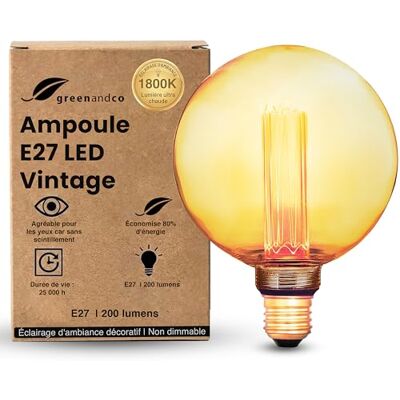 greenandco Vintage design ledlamp voor sfeerverlichting E27 G125 goud 4W 200lm 1800K extra warm wit 320° 230V flikkervrij niet dimbaar greenandco Vintage design ledlamp voor sfeerverlichting E27 G125 goud 4W 200lm 1800K extra warm wit 320° 230V flikkervrij niet dimbaar