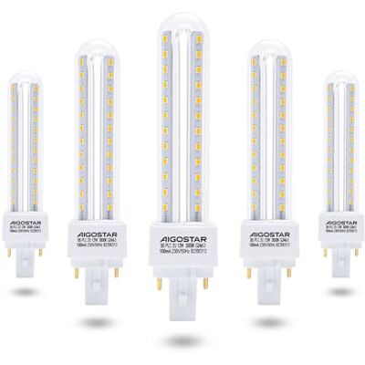 Aigostar 5 stuks G24d-3 LED-lampen PLC 12 W, warm wit 3000 K, 1180 lumen, niet verstelbaar, 2U ledlamp Aigostar 5 stuks G24d-3 LED-lampen PLC 12 W, warm wit 3000 K, 1180 lumen, niet verstelbaar, 2U ledlamp