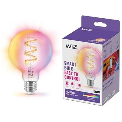 WiZ E27 Globe Filament Lamp – Gekleurd in Wit Licht – Slimme LED Verlichting – 40 W – Transparant – Wi-Fi WiZ E27 Globe Filament Lamp – Gekleurd in Wit Licht – Slimme LED Verlichting – 40 W – Transparant – Wi-Fi