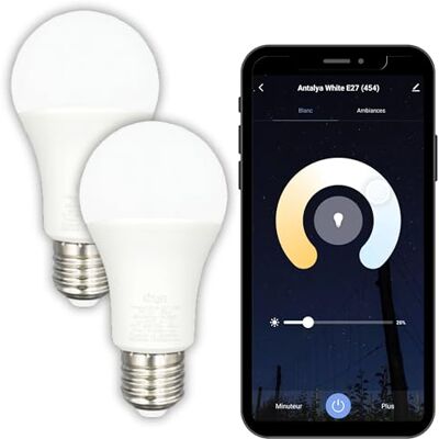 Konyks Antalya White E27 Smart gloeilamp, WiFI + BT, 780 lumen, 9 W, wit, verstelbaar, compatibel met Alexa of Google Home, eenvoudige automatisering Konyks Antalya White E27 Smart gloeilamp, WiFI + BT, 780 lumen, 9 W, wit, verstelbaar, compatibel met Alexa of Google Home, eenvoudige automatisering