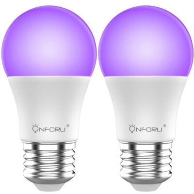 Onforu Set van 2 UV-ledlampen, E27, zwarte lamp, 220-240 V, decoratieve verlichting voor Halloween, Kerstmis, bar, feest, neonverf Onforu Set van 2 UV-ledlampen, E27, zwarte lamp, 220-240 V, decoratieve verlichting voor Halloween, Kerstmis, bar, feest, neonverf