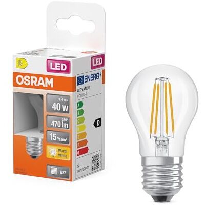 OSRAM LED Star Globe P40 Filament 2700K warm wit 3,4W E27 transparant 470lm tafellamp hanglamp woonkamer 15.000h LED Star Classic P 40 Filament, LED Lamps, Clair, 45 mm dia, 15000 h, Pack de 1 OSRAM LED Star Globe P40 Filament 2700K warm wit 3,4W E27 transparant 470lm tafellamp hanglamp woonkamer 15.000h LED Star Classic P 40 Filament, LED Lamps, Clair, 45 mm dia, 15000 h, Pack de 1