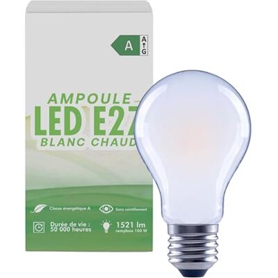 greenandco Led-filamentlamp, mat, E27 A60, 7,2 W, 1521 lm, vervangt 100 W, 3000 K, warmwit, 320 graden, 230 V, flikkervrij, energieklasse A, niet dimbaar greenandco Led-filamentlamp, mat, E27 A60, 7,2 W, 1521 lm, vervangt 100 W, 3000 K, warmwit, 320 graden, 230 V, flikkervrij, energieklasse A, niet dimbaar