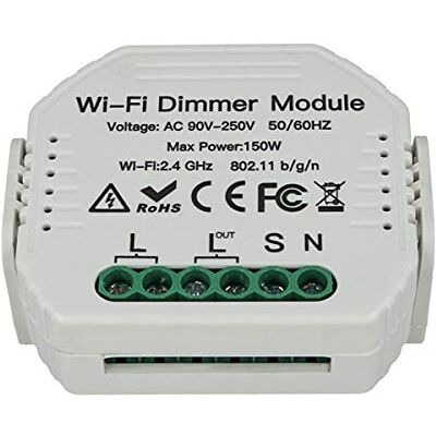 LEDLUX SH105 Led Triac fasesnijdimmer met normaal open knop, 220 V, 150 W, intelligente wifi-module met geheugen en omschakelfunctie, compatibel met Alexa en Google Home LEDLUX SH105 Led Triac fasesnijdimmer met normaal open knop, 220 V, 150 W, intelligente wifi-module met geheugen en omschakelfunctie, compatibel met Alexa en Google Home
