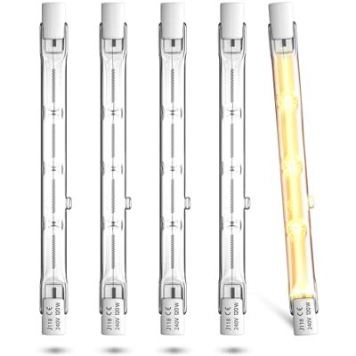 Lamptobe 118 mm R7S lineaire halogeenlampen, 120 W, dimbaar, lineaire halogeenlampen, 118 mm, R7S J118 T3, type J, halogeenlampen, veiligheid, flood, warm wit, 2800 K, 5 stuks Lamptobe 118 mm R7S lineaire halogeenlampen, 120 W, dimbaar, lineaire halogeenlampen, 118 mm, R7S J118 T3, type J, halogeenlampen, veiligheid, flood, warm wit, 2800 K, 5 stuks