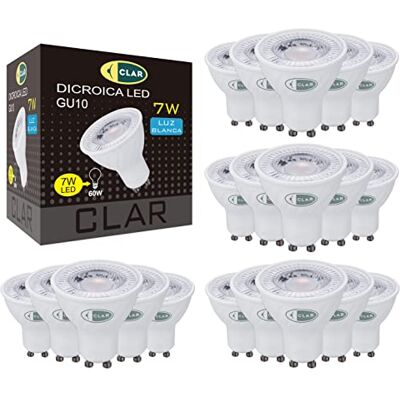 CLAR Ledlamp GU10, 7 W, neutraal wit, 4000 K, 20 stuks CLAR Ledlamp GU10, 7 W, neutraal wit, 4000 K, 20 stuks
