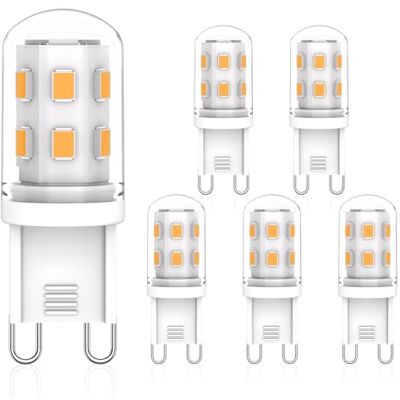 Eco.Luma Ledlampen, G9, 2 W, komt overeen met 20 W, halogeenlamp, warmwit, 2700 K, 210 lm, flikkervrij, AC 220-240 V, niet dimbaar, spaarlamp, 5 stuks Eco.Luma Ledlampen, G9, 2 W, komt overeen met 20 W, halogeenlamp, warmwit, 2700 K, 210 lm, flikkervrij, AC 220-240 V, niet dimbaar, spaarlamp, 5 stuks