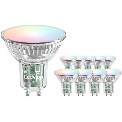 Ledvion Ledspot, GU10, Smart RGB+CCT 5 W, 345 lumen, dimbaar, 10 stuks Ledvion Ledspot, GU10, Smart RGB+CCT 5 W, 345 lumen, dimbaar, 10 stuks