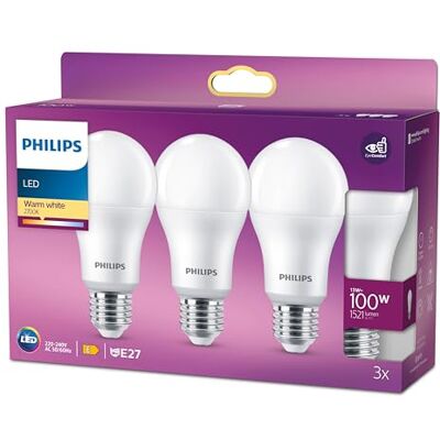 Philips E27 ledlampen, 100 W, A60, lange levensduur, 6 stuks Philips E27 ledlampen, 100 W, A60, lange levensduur, 6 stuks