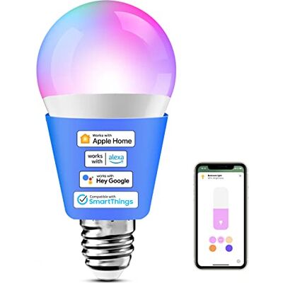meross slimme lamp, compatibel met Apple HomeKit, Alexa en Google Home, E27, 2700 K tot 6500 K, RGBCW, dimbare wifi-lamp, meerkleurig meross slimme lamp, compatibel met Apple HomeKit, Alexa en Google Home, E27, 2700 K tot 6500 K, RGBCW, dimbare wifi-lamp, meerkleurig