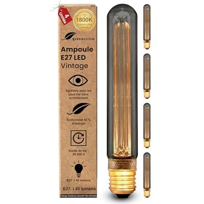 greenandco ® ledlamp, decoratief, vintage, retro, industrieel, antiek, Edison, E27, T30, 2 W, 45 lm, 2000K, zeer warm wit, 320 graden, 230 V, geen flikkeren, niet dimbaar, 4 stuks greenandco ® ledlamp, decoratief, vintage, retro, industrieel, antiek, Edison, E27, T30, 2 W, 45 lm, 2000K, zeer warm wit, 320 graden, 230 V, geen flikkeren, niet dimbaar, 4 stuks