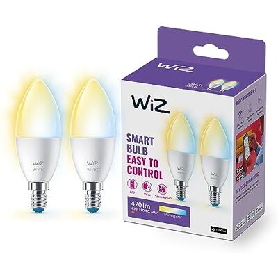 WiZ Kaarslamp 2 stuks – warm tot koelwit licht – Slimme led-verlichting – E14 fitting – 40 W – mat – wifi WiZ Kaarslamp 2 stuks – warm tot koelwit licht – Slimme led-verlichting – E14 fitting – 40 W – mat – wifi