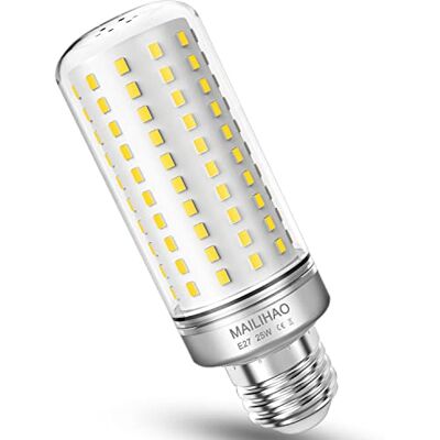 MAILIHAO Ledlampen, 25 W, 4000 K, neutraal wit, 1900 lm, 200 W, komt overeen met gloeilampen, decoratieve kaars E27, niet dimbaar, 1 stuk MAILIHAO Ledlampen, 25 W, 4000 K, neutraal wit, 1900 lm, 200 W, komt overeen met gloeilampen, decoratieve kaars E27, niet dimbaar, 1 stuk