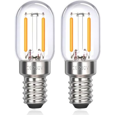 Akynite Ledlamp E14, 2 W, voor koelkast, T22, komt overeen met 15 W, E14, gloeilamp, warm wit 2700 K, 230 V, kleine led E14 voor koelkast/zoutlamp/nachtlampje voor kinderen, 2 stuks Akynite Ledlamp E14, 2 W, voor koelkast, T22, komt overeen met 15 W, E14, gloeilamp, warm wit 2700 K, 230 V, kleine led E14 voor koelkast/zoutlamp/nachtlampje voor kinderen, 2 stuks