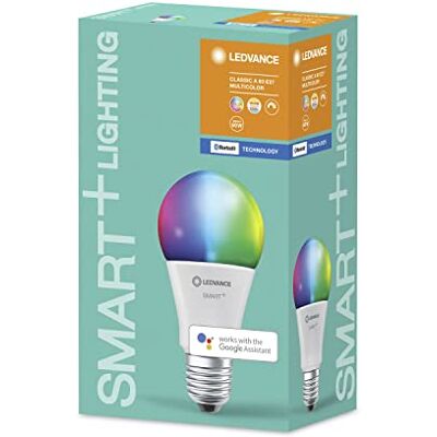 LEDVANCE Smart ledlamp met Bluetooth, E27, kleur variabel (2500-6500 K), RGB-kleuren veranderbaar, vervangt gloeilampen door 60 W, bestuurbaar met Google, Alexa en Apple, SMART+ BT meerkleurig LEDVANCE Smart ledlamp met Bluetooth, E27, kleur variabel (2500-6500 K), RGB-kleuren veranderbaar, vervangt gloeilampen door 60 W, bestuurbaar met Google, Alexa en Apple, SMART+ BT meerkleurig