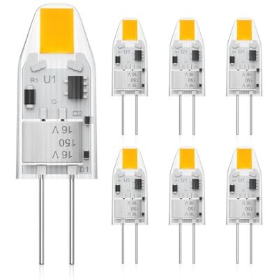 Eco.Luma Ledlampen, G4, 1 W, warm wit, 2700 K, komt overeen met 10 W halogeen, 360 graden stralingshoek, niet dimbaar, AC/DC 12 V, energiebesparende lamp voor thuisverlichting, 6 stuks Eco.Luma Ledlampen, G4, 1 W, warm wit, 2700 K, komt overeen met 10 W halogeen, 360 graden stralingshoek, niet dimbaar, AC/DC 12 V, energiebesparende lamp voor thuisverlichting, 6 stuks