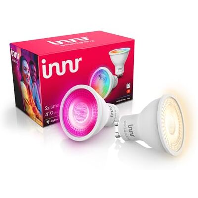 innr Smart GU10 gloeilamp, wit en kleur, voor Hue* en Zigbee Hubs RGB-spot, wit en kleur, led-lamp, 16 miljoen kleuren, 410 lumen, dimbaar, 2 stuks innr Smart GU10 gloeilamp, wit en kleur, voor Hue* en Zigbee Hubs RGB-spot, wit en kleur, led-lamp, 16 miljoen kleuren, 410 lumen, dimbaar, 2 stuks