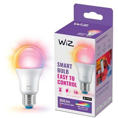 WiZ Lamp – gekleurd en wit licht – Slimme led-verlichting – E27 fitting – 60 W – mat – wifi WiZ Lamp – gekleurd en wit licht – Slimme led-verlichting – E27 fitting – 60 W – mat – wifi
