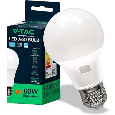 V-TAC PRO VT-210 LED-lamp met chip Samsung SMD 8,5 W E27 A60 warm wit 3000 K SKU 21228 V-TAC PRO VT-210 LED-lamp met chip Samsung SMD 8,5 W E27 A60 warm wit 3000 K SKU 21228