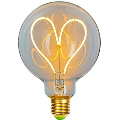 TIANFAN Ledlampen, vintage, 4 W, dimbaar, antiek, Edison, ledlamp, 220/240 V, G95, hart, warmte, gloed (transparant) TIANFAN Ledlampen, vintage, 4 W, dimbaar, antiek, Edison, ledlamp, 220/240 V, G95, hart, warmte, gloed (transparant)
