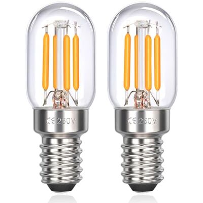Akynite Ledlamp T22 E14 3 W warm wit 2700 K voor koelkast, 250 lm, AC 230 V, komt overeen met halogeen E14 25 W, E14 klein filament retro led-lamp voor afzuigkap keuken/zoutlamp, 2 stuks Akynite Ledlamp T22 E14 3 W warm wit 2700 K voor koelkast, 250 lm, AC 230 V, komt overeen met halogeen E14 25 W, E14 klein filament retro led-lamp voor afzuigkap keuken/zoutlamp, 2 stuks