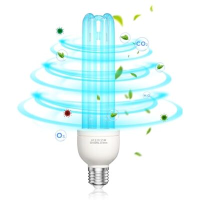 BrightArk Ultraviolette lamp Ozon 55 W uv-lamp kiemdodend UVC met ozon lamp E27 uv-sterilisator lamp met kwartsbuis sterilisatie 254 nm AC220-240 V voor toilet, kamer frisse lucht BrightArk Ultraviolette lamp Ozon 55 W uv-lamp kiemdodend UVC met ozon lamp E27 uv-sterilisator lamp met kwartsbuis sterilisatie 254 nm AC220-240 V voor toilet, kamer frisse lucht