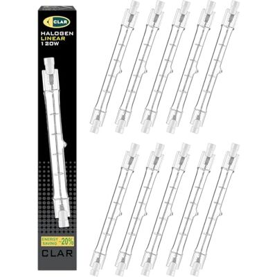 CLAR Halogeenlamp R7S 118 mm, halogeenvloerlamp, lamp 120 W (10 stuks) CLAR Halogeenlamp R7S 118 mm, halogeenvloerlamp, lamp 120 W (10 stuks)