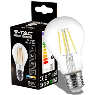 V-TAC VT-2133 LED-lamp E27 filament 12W 125LM/W A70 natuurlijk wit 4000K SKU 217459 V-TAC VT-2133 LED-lamp E27 filament 12W 125LM/W A70 natuurlijk wit 4000K SKU 217459