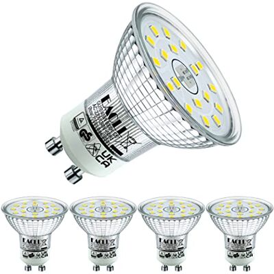 EACLL GU10 LED Lamp Koel Wit, 4.9W Gelijk aan 75W Halogeenlampen, 4-pack, 6000K 585lm AC 230V Geen Flikkering Energiezuinige Verlichting, Stralingshoek 120° LED-Spot, Niet Dimbaar Reflectorlamp EACLL GU10 LED Lamp Koel Wit, 4.9W Gelijk aan 75W Halogeenlampen, 4-pack, 6000K 585lm AC 230V Geen Flikkering Energiezuinige Verlichting, Stralingshoek 120° LED-Spot, Niet Dimbaar Reflectorlamp
