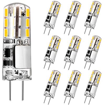 Tailcas G4-gloeilamp, G4 LED, 1,5 W, 180 lm, komt overeen met 20 W, halogeenlamp, warm wit 3000 K, AC/DC 12 V, flikkervrij, energiebesparende lamp voor afzuigkap, niet dimbaar, 10 stuks Tailcas G4-gloeilamp, G4 LED, 1,5 W, 180 lm, komt overeen met 20 W, halogeenlamp, warm wit 3000 K, AC/DC 12 V, flikkervrij, energiebesparende lamp voor afzuigkap, niet dimbaar, 10 stuks