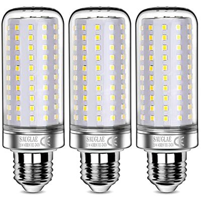 SAUGLAE Ledlampen, 26 W, komt overeen met 200 W, gloeilamp, 3000 lm, 4000 K, neutraal wit, lampen met E27 Edison-schroeven, 3 stuks SAUGLAE Ledlampen, 26 W, komt overeen met 200 W, gloeilamp, 3000 lm, 4000 K, neutraal wit, lampen met E27 Edison-schroeven, 3 stuks