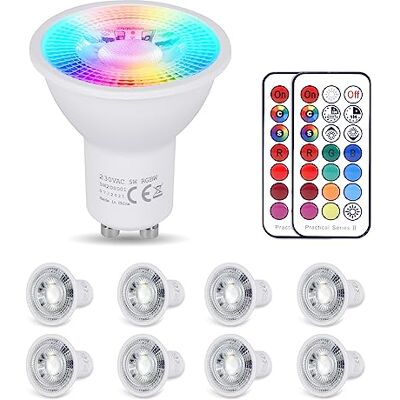 YAYZA! YAYZA Ledlamp, GU10, koudwit, 5 W, 6000 K, RGB, dimbaar, 450 lm (komt overeen met 50 W), 12 kleuren, 5 modi, timing, afstandsbediening YAYZA! YAYZA Ledlamp, GU10, koudwit, 5 W, 6000 K, RGB, dimbaar, 450 lm (komt overeen met 50 W), 12 kleuren, 5 modi, timing, afstandsbediening