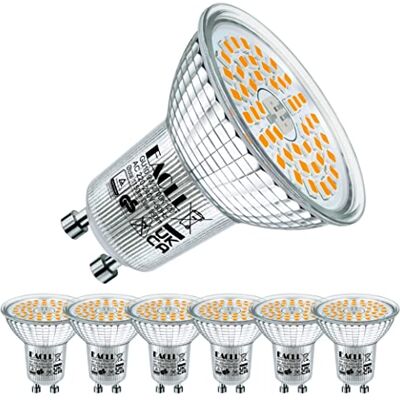 EACLL Set van 6 GU10 led-lampen, 9 W, komt overeen met halogeenlampen, 125 W, 950 lm, 2700 K, AC 230 V, flikkervrij, 120 graden stralingshoek, niet dimbaar EACLL Set van 6 GU10 led-lampen, 9 W, komt overeen met halogeenlampen, 125 W, 950 lm, 2700 K, AC 230 V, flikkervrij, 120 graden stralingshoek, niet dimbaar